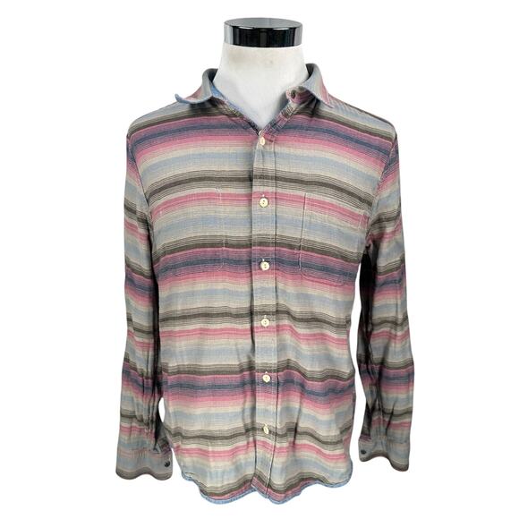 Faherty Reversible Belmar Shirt Men’s Large Striped Blue Pink Long Sleeve Button - Picture 5 of 12